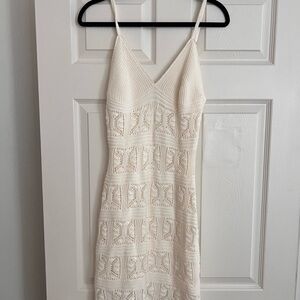Olive & Oak Cream Crochet Slip Mini Dress